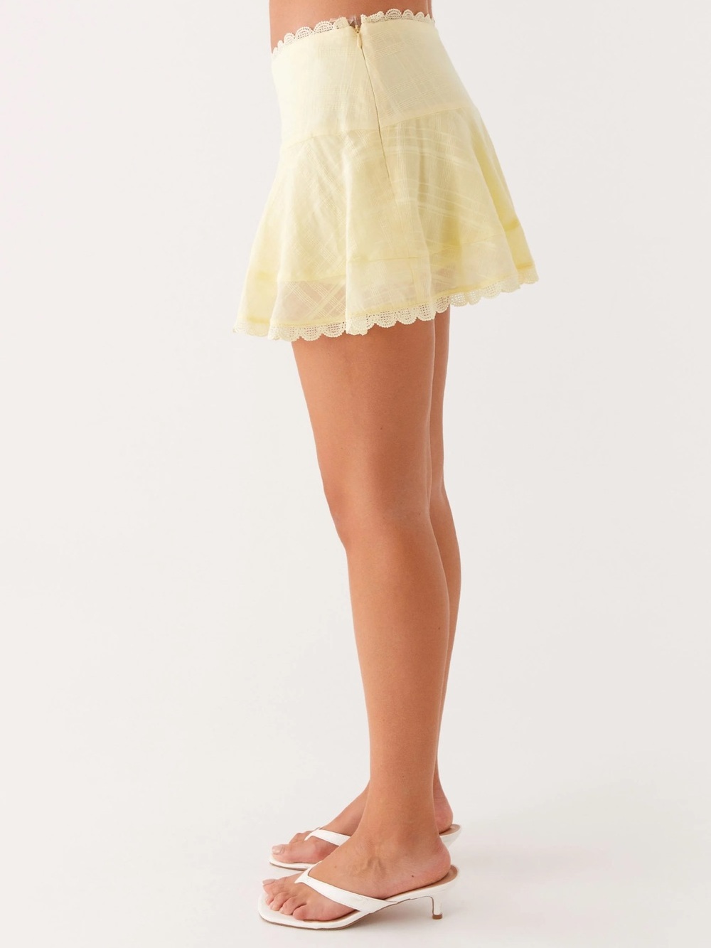 Peppermayo Pale Yellow Lace-Trim Mini Skirt - Picture 2 of 5